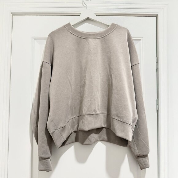 Lululemon Softstreme Perfectly Oversized Cropped Crew - Riverstone - Size 12 - Picture 1 of 7